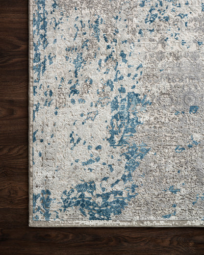 Sienne SIE-01 Dove/Ocean area rug with tonal distressed pattern, soft sheen, transitional design