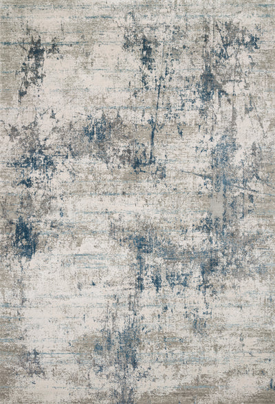 Sienne SIE-02 Ivory/Ocean area rug with tonal distressed design, ivory base with ocean blue accents