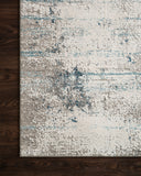 Sienne SIE-02 Ivory/Ocean area rug with tonal distressed design, ivory base with ocean blue accents