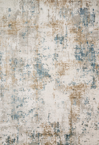Sienne SIE-04 Ivory/Gold area rug with tonal distressed motif, ivory background with gold highlights
