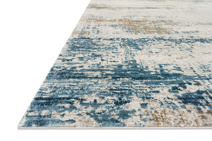 Sienne SIE-05 Ivory/Azure area rug with subtle distressed pattern, ivory base with azure, blue tones