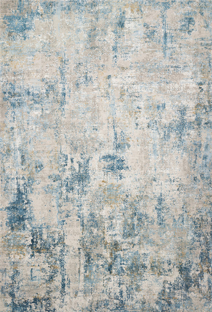 Sienne SIE-06 Grey/Blue area rug with tonal distressed design, cool grey and blue palette, soft sheen