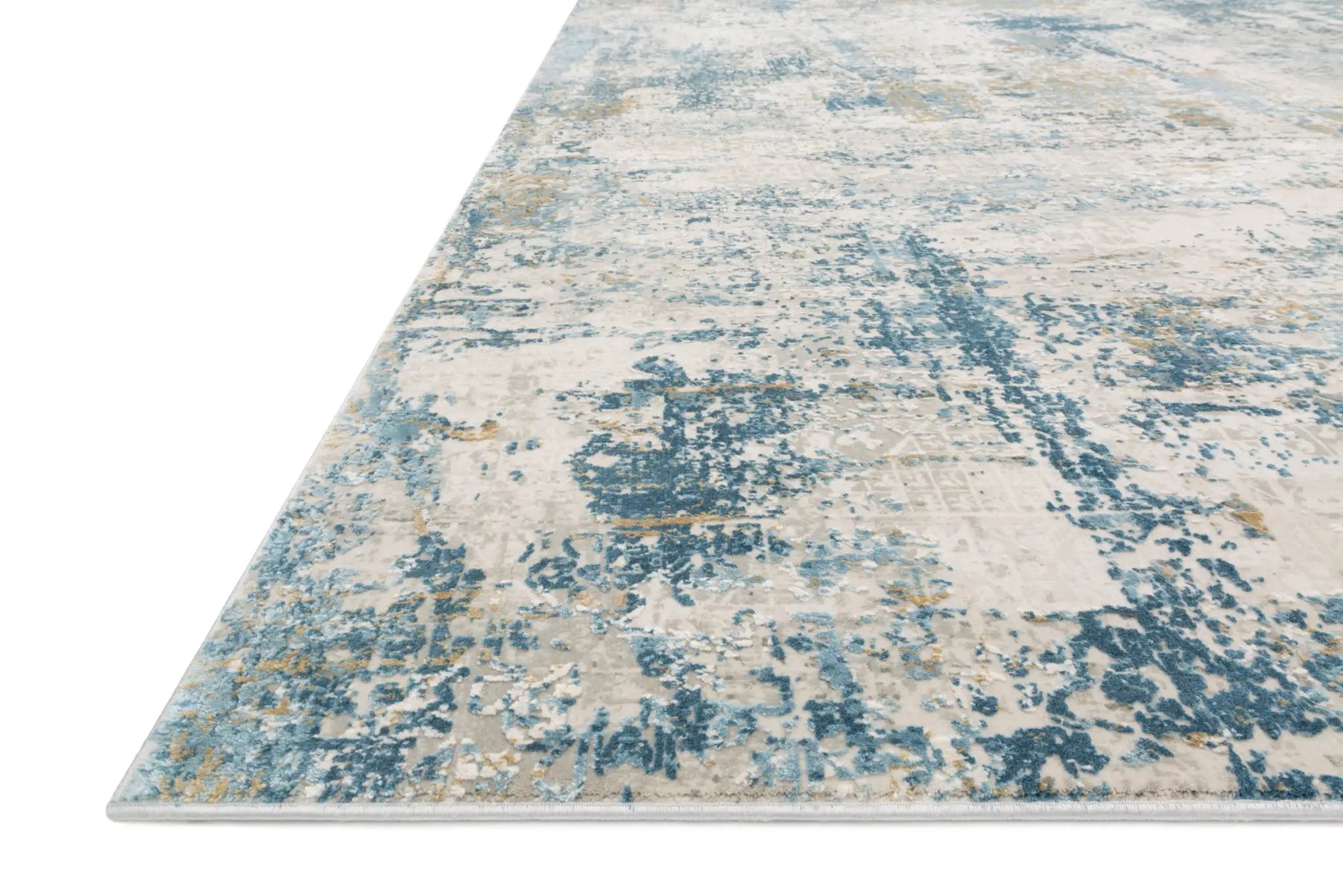 Sienne SIE-06 Grey/Blue area rug with tonal distressed design, cool grey and blue palette, soft sheen