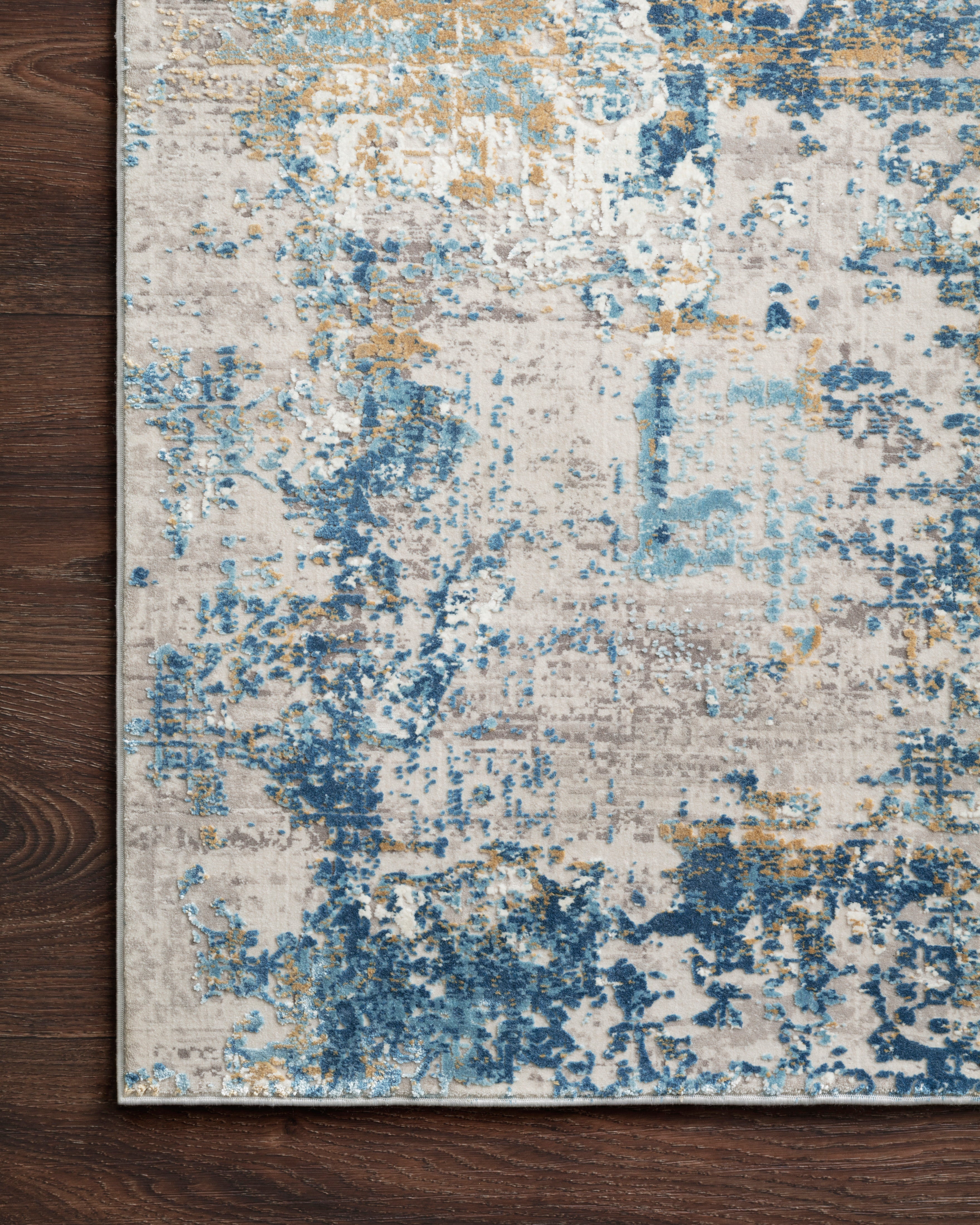 Sienne SIE-06 Grey/Blue area rug with tonal distressed design, cool grey and blue palette, soft sheen