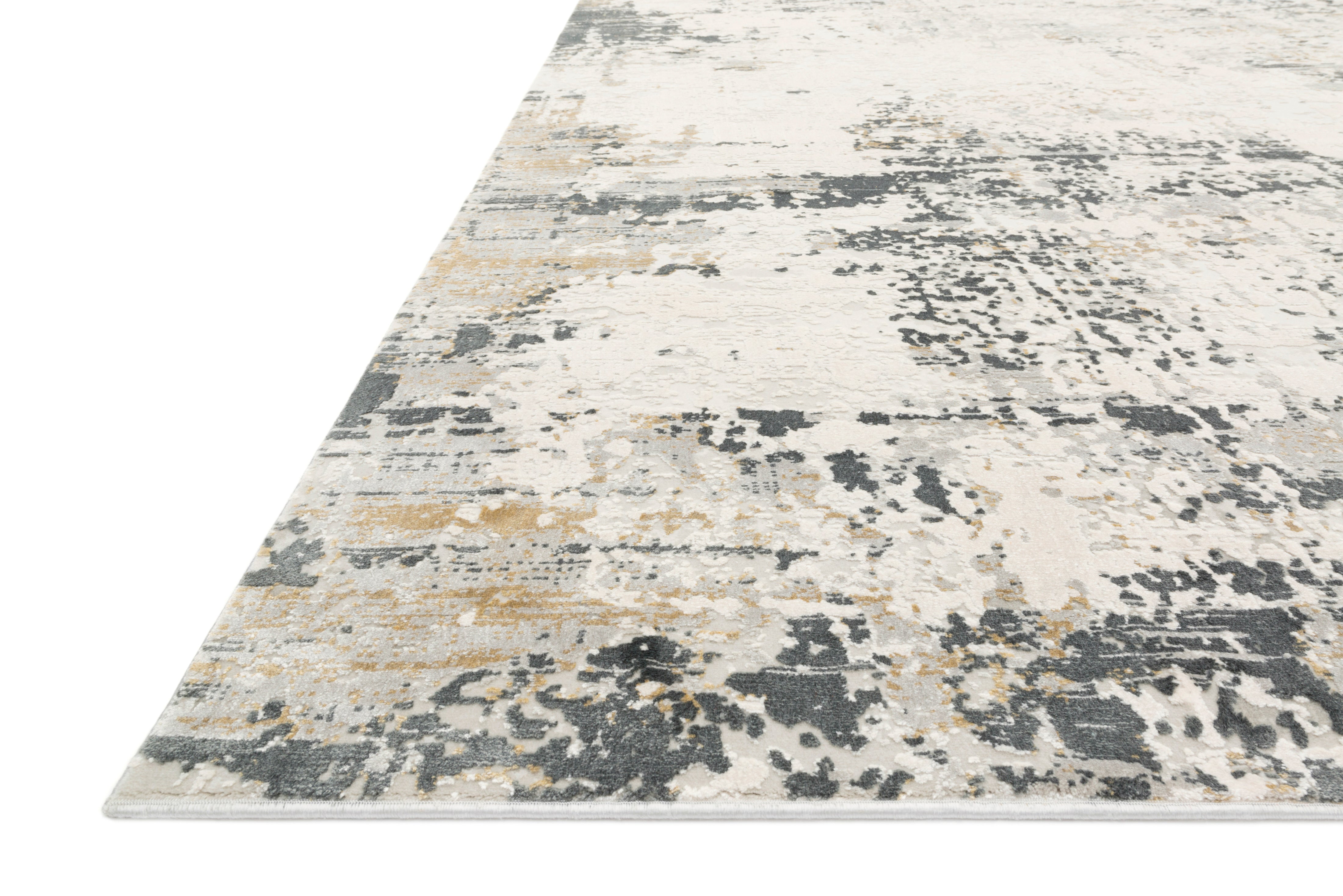 Sienne SIE-07 Ivory/Granite area rug with distressed tonal texture, ivory and granite grey tones