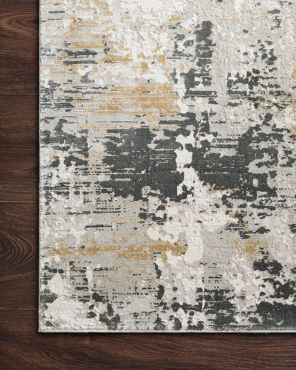 Sienne SIE-07 Ivory/Granite area rug with distressed tonal texture, ivory and granite grey tones