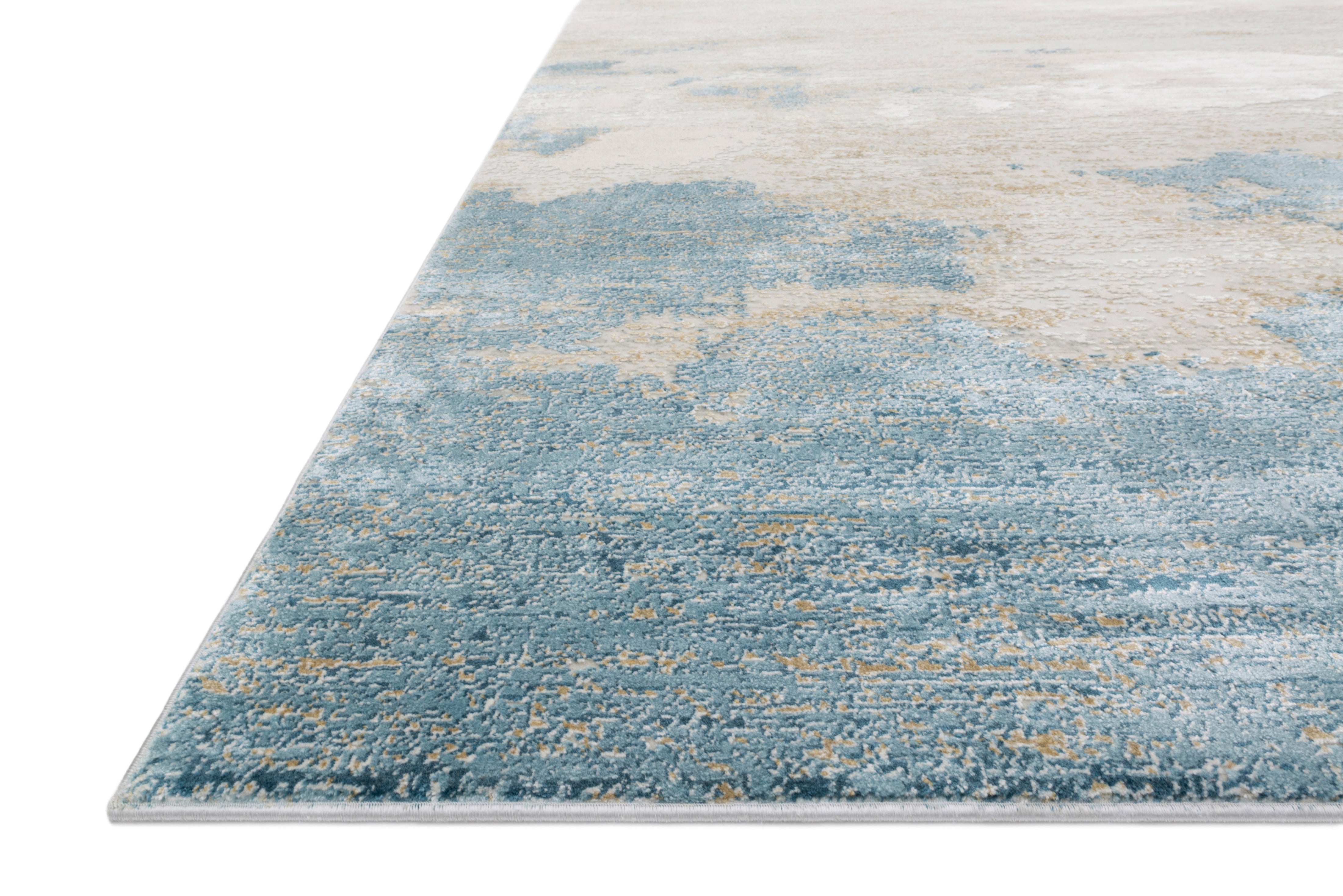 Sienne SIE-08 Sand/Ocean area rug with tonal distressed pattern, sand neutrals with ocean blue accents
