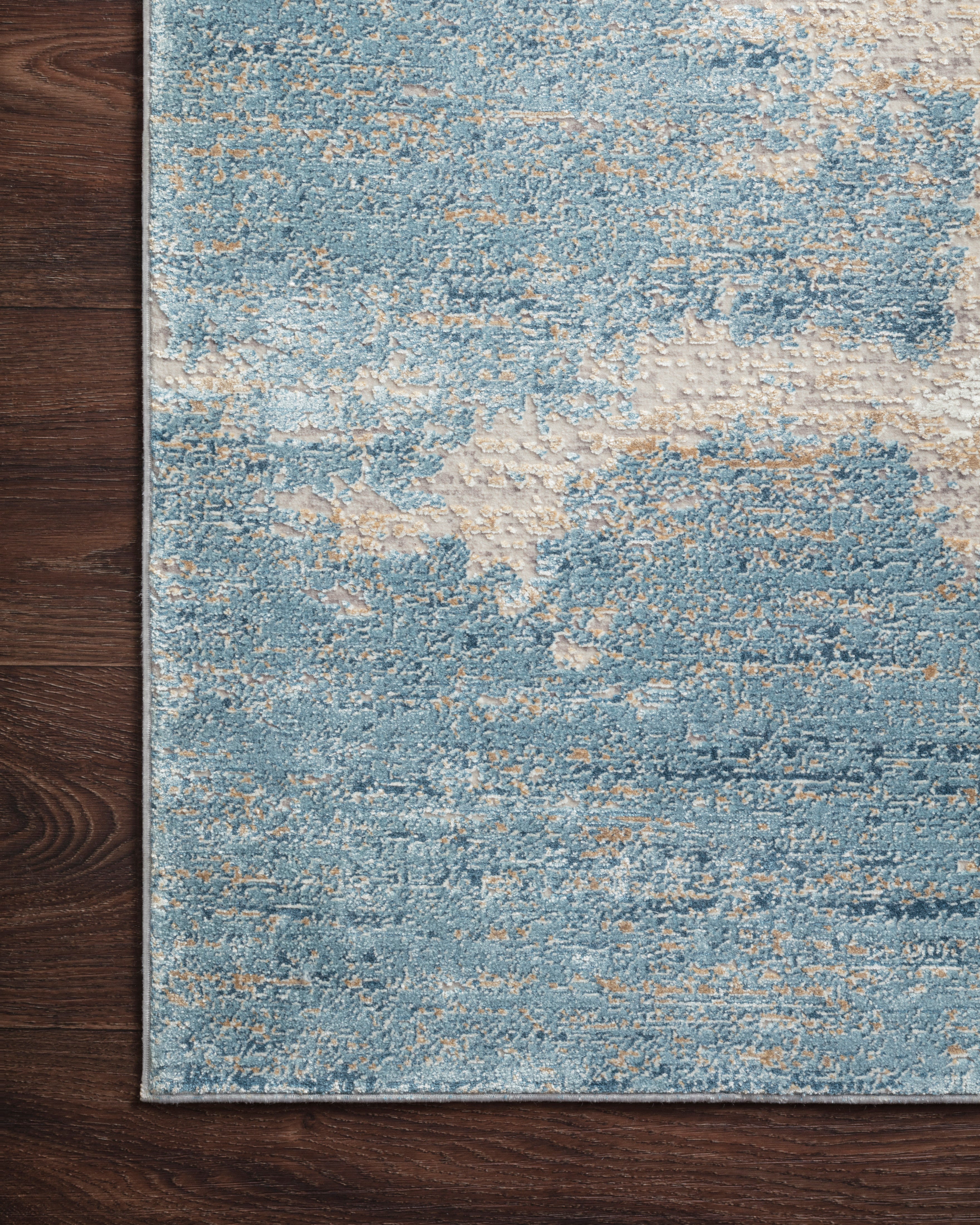 Sienne SIE-08 Sand/Ocean area rug with tonal distressed pattern, sand neutrals with ocean blue accents