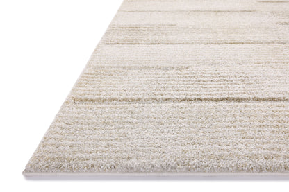 SILAS SLA-02 Fog/Natural geometric area rug with soft neutral tones and distressed finish