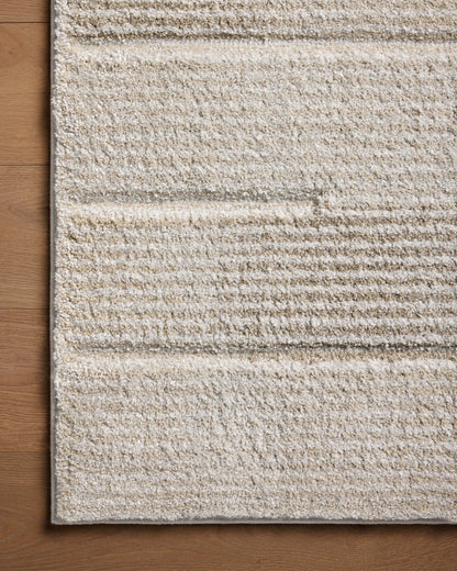 SILAS SLA-02 Fog/Natural geometric area rug with soft neutral tones and distressed finish