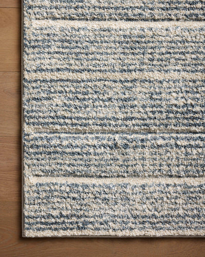 SILAS SLA-03 Oatmeal/Blue geometric area rug with faded pattern and blue accents