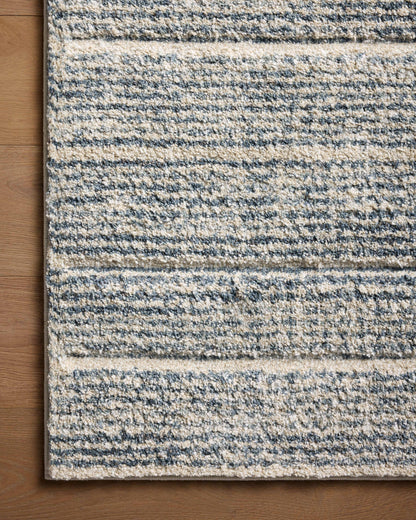 SILAS SLA-03 Oatmeal/Blue geometric area rug with faded pattern and blue accents
