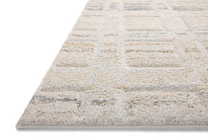 SILAS SLA-04 Bone/Multi geometric area rug with dimensional pattern and multicolor accents