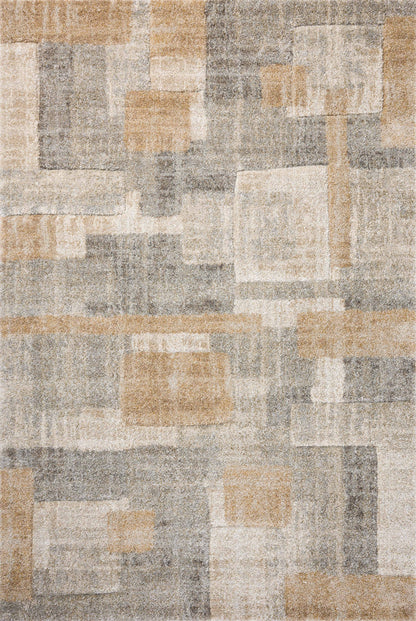 SILAS SLA-06 Stone/Wheat geometric area rug with earthy stone and wheat tones, distressed look
