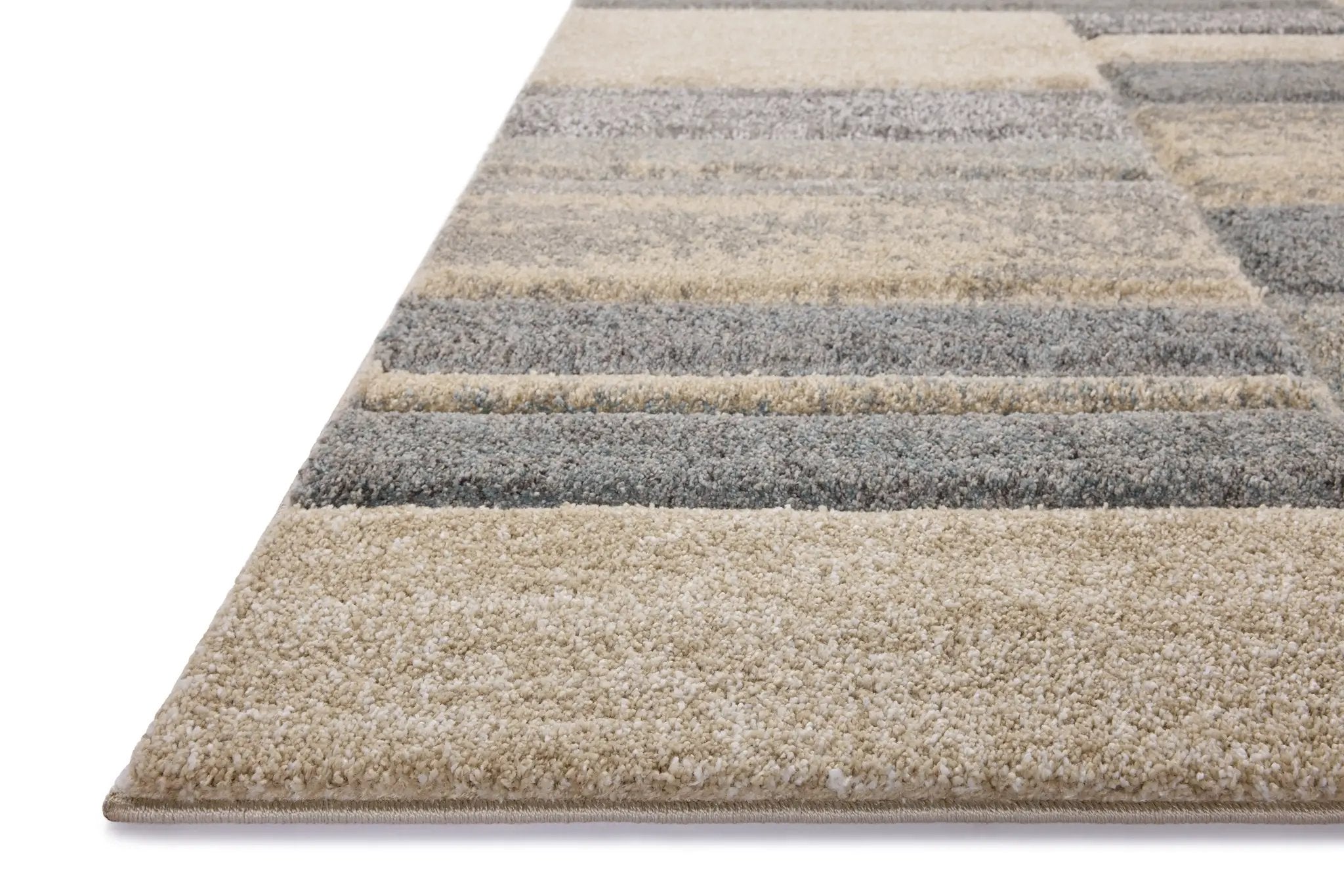 SILAS SLA-07 Slate/Sand geometric area rug with slate gray and sand tones, faded pattern