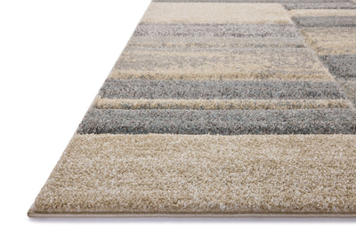 SILAS SLA-07 Slate/Sand geometric area rug with slate gray and sand tones, faded pattern