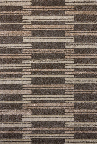 SILAS SLA-08 Mocha/Champagne geometric area rug with warm neutrals and distressed design