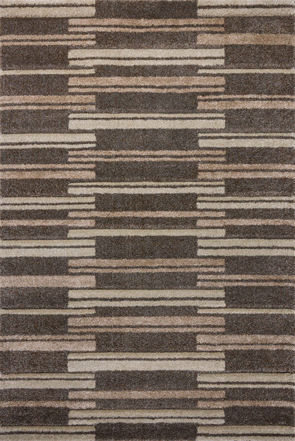 SILAS SLA-08 Mocha/Champagne geometric area rug with warm neutrals and distressed design