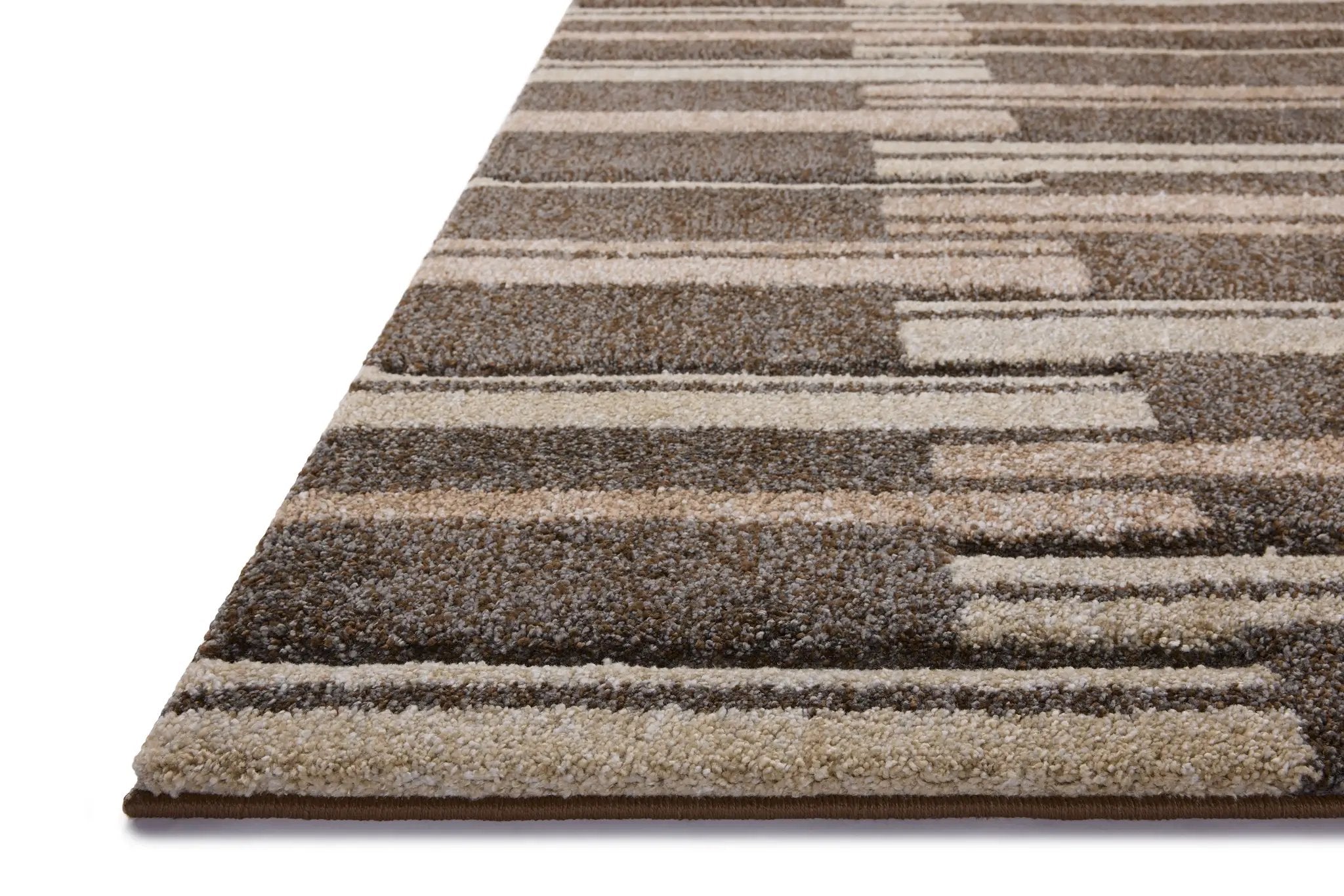 SILAS SLA-08 Mocha/Champagne geometric area rug with warm neutrals and distressed design