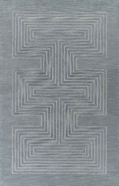 Simba SIM-3 Blue Area Rug, hand-tufted New Zealand wool with bold abstract motifs