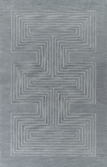 Simba SIM-3 Blue Area Rug, hand-tufted New Zealand wool with bold abstract motifs