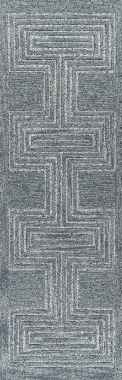 Simba SIM-3 Blue Area Rug, hand-tufted New Zealand wool with bold abstract motifs