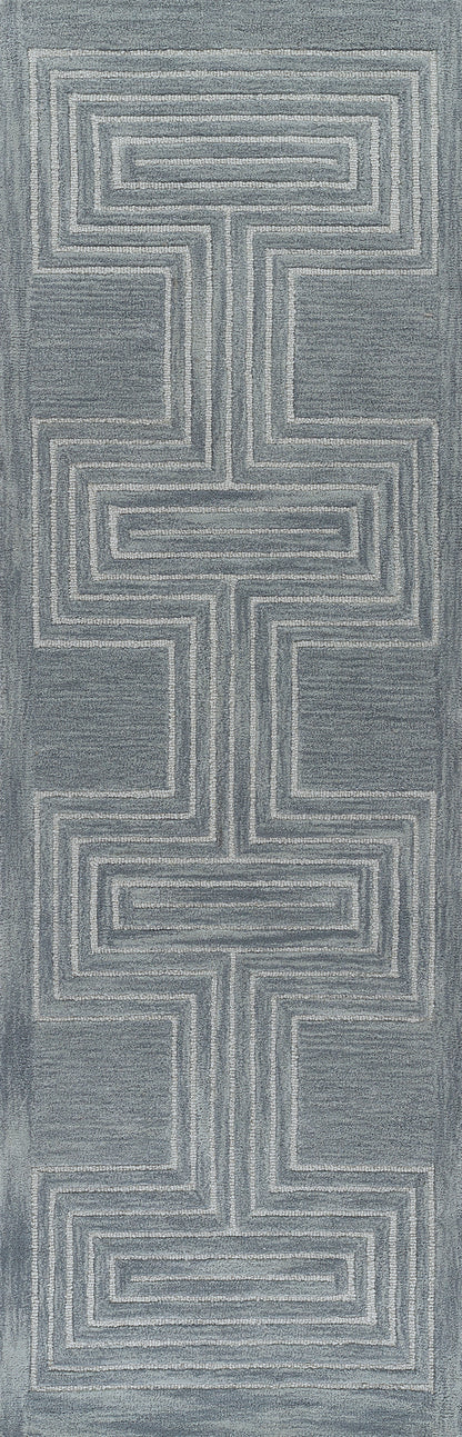 Simba SIM-3 Blue Area Rug, hand-tufted New Zealand wool with bold abstract motifs