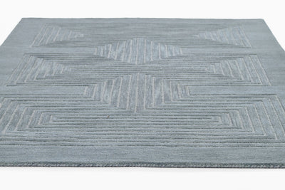 Simba SIM-3 Blue Area Rug, hand-tufted New Zealand wool with bold abstract motifs