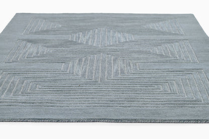 Simba SIM-3 Blue Area Rug, hand-tufted New Zealand wool with bold abstract motifs
