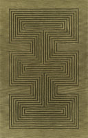 Simba SIM-3 Green Area Rug, premium New Zealand wool with graphic abstract design