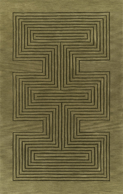 Simba SIM-3 Green Area Rug, premium New Zealand wool with graphic abstract design
