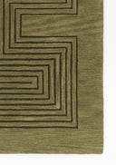 Simba SIM-3 Green Area Rug, premium New Zealand wool with graphic abstract design