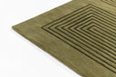 Simba SIM-3 Green Area Rug, premium New Zealand wool with graphic abstract design