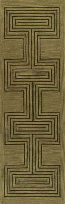 Simba SIM-3 Green Area Rug, premium New Zealand wool with graphic abstract design