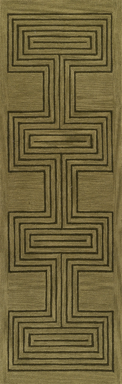 Simba SIM-3 Green Area Rug, premium New Zealand wool with graphic abstract design