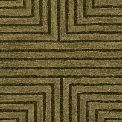 Simba SIM-3 Green Area Rug, premium New Zealand wool with graphic abstract design