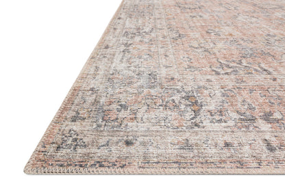 Skye SKY-01 Blush / Grey Area Rug, soft distressed vintage medallion pattern in blush and grey
