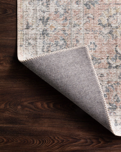 Skye SKY-01 Blush / Grey Area Rug, soft distressed vintage medallion pattern in blush and grey