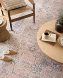 Skye SKY-01 Blush / Grey Area Rug, soft distressed vintage medallion pattern in blush and grey