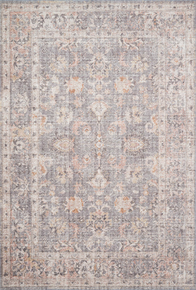 Skye SKY-01 Grey / Apricot Area Rug, distressed vintage motif with grey base and apricot accents