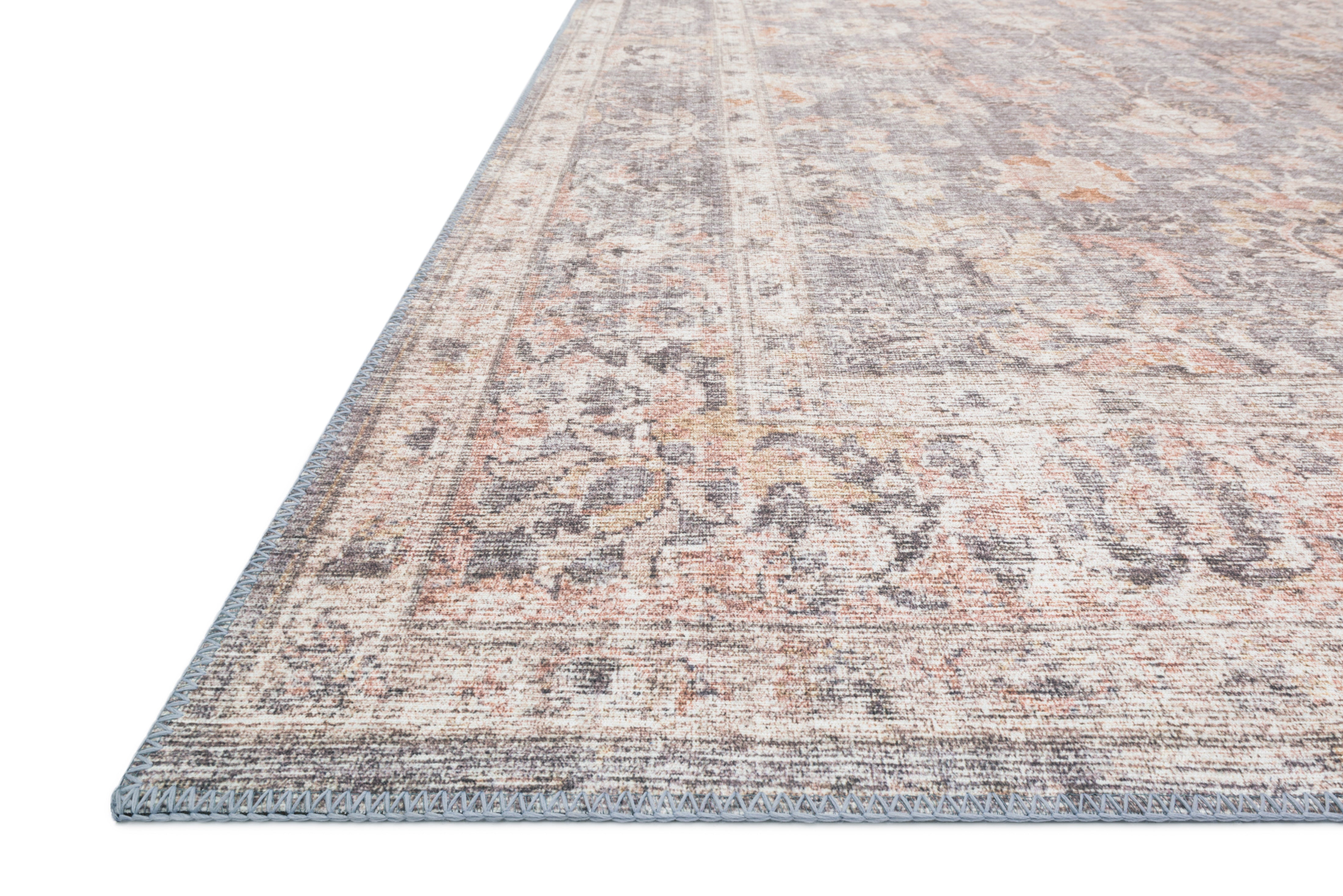 Skye SKY-01 Grey / Apricot Area Rug, distressed vintage motif with grey base and apricot accents
