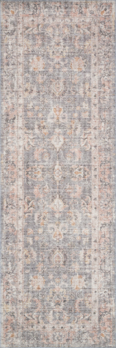 Skye SKY-01 Grey / Apricot Area Rug, distressed vintage motif with grey base and apricot accents
