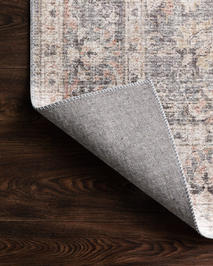 Skye SKY-01 Grey / Apricot Area Rug, distressed vintage motif with grey base and apricot accents