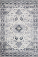 Skye SKY-02 Silver / Grey Area Rug, layered silver and grey tones with distressed medallion design
