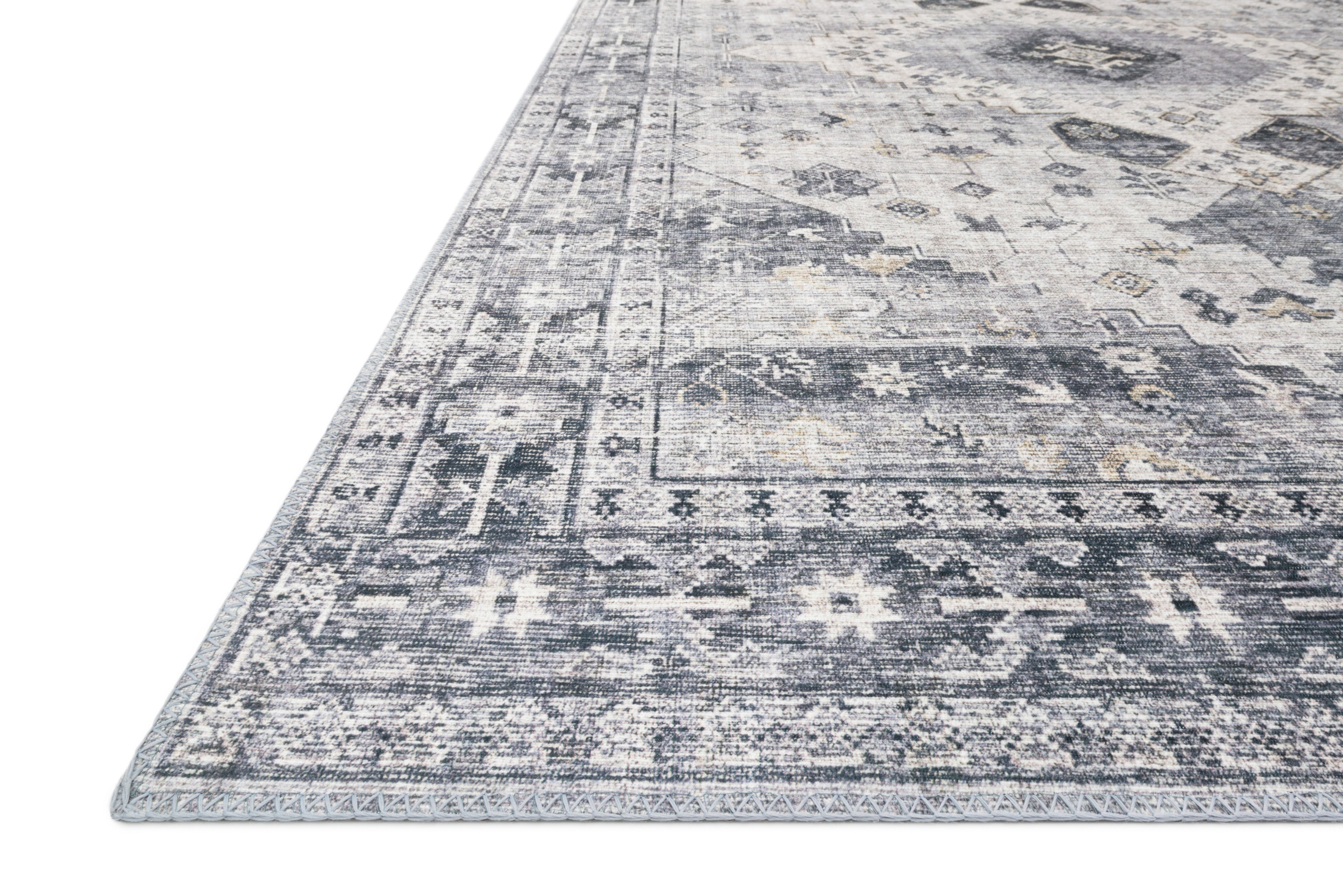 Skye SKY-02 Silver / Grey Area Rug, layered silver and grey tones with distressed medallion design
