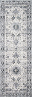 Skye SKY-02 Silver / Grey Area Rug, layered silver and grey tones with distressed medallion design