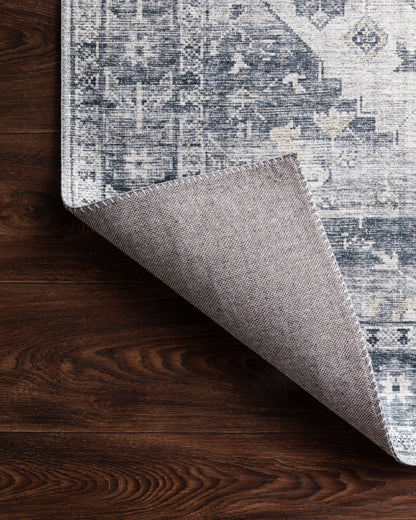 Skye SKY-02 Silver / Grey Area Rug, layered silver and grey tones with distressed medallion design