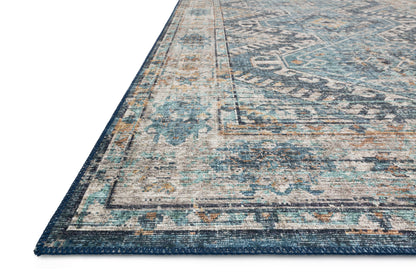 Skye SKY-03 Denim / Natural Area Rug, denim blue and natural tones in a distressed vintage pattern