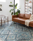 Skye SKY-03 Denim / Natural Area Rug, denim blue and natural tones in a distressed vintage pattern