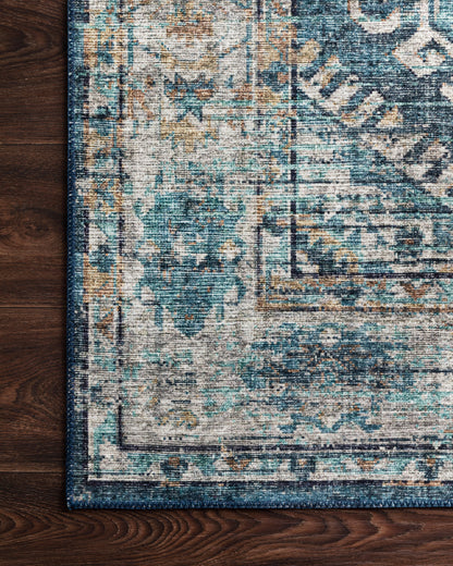 Skye SKY-03 Denim / Natural Area Rug, denim blue and natural tones in a distressed vintage pattern